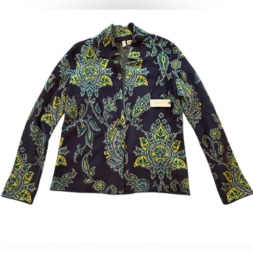 Anthropologie Women’s Floral Blue Yellow Patterned Jacket XS NWT